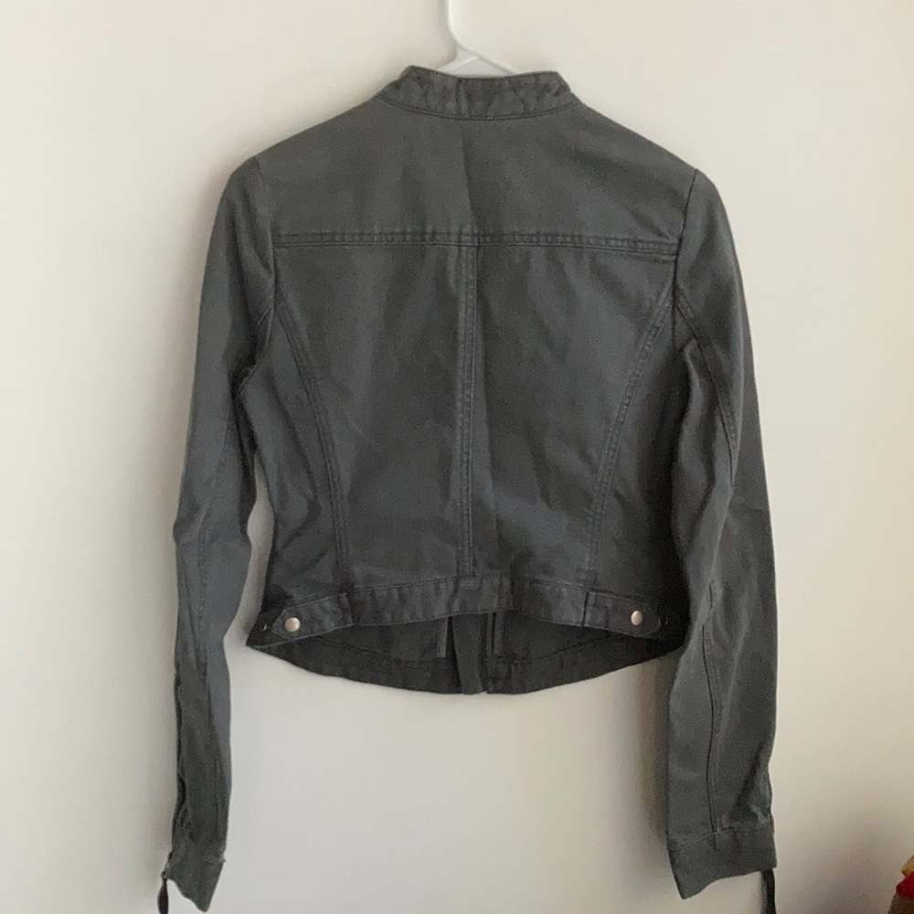Moto Denim Vegan Leather Trim Small  Jacket - Picture 3 of 8